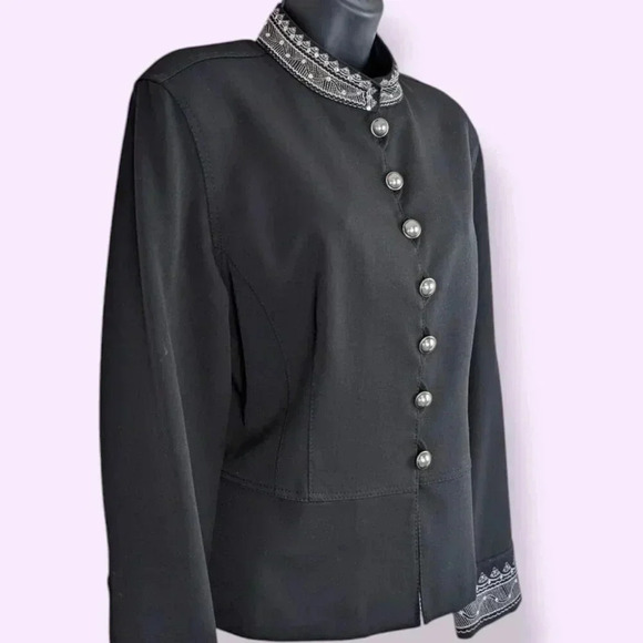 Bianca Nygard Petite Embroidered Black Jacket - Picture 2 of 8